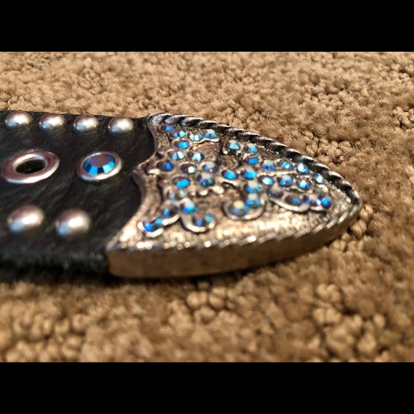 Swarovski Blue Crystal Embellished Leather Belt ✨ main image 5